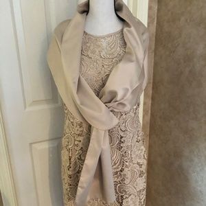 Gorgeous Lace Dress with Satin Shawl